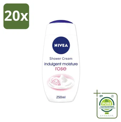 Image de 20 x Crème douche hydratante NIVEA Rose - 250 ml - Pack économique - 20 pièces