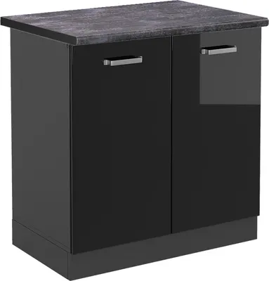 Obrázek produktu pro Skříňka pod dřez Vicco R-Line Černý vysoký lesk 80 cm , PD Antracit, Model 46606