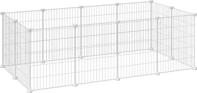 Produktbild von Freiland-Tierkäfig, Welpenauslauf, Käfig für Meerschweinchen, Hamster, Zwergkaninchen, Metallgitter, weiß
