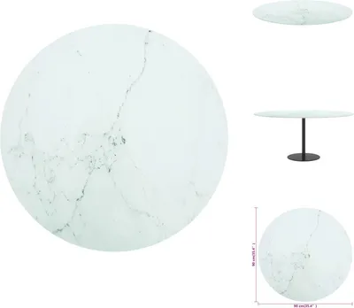 Zdjęcie produktu dla vidaXL Blat stołu biały Ø90x1 cm szkło hartowane o marmurowym wyglądzie - Blaty stołu