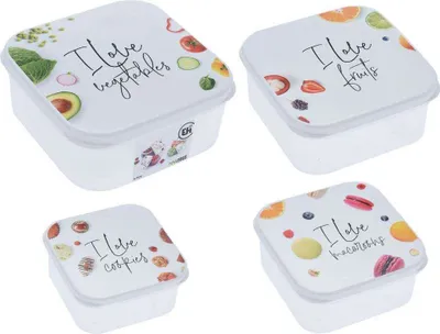 Image de EXCELLENT HOUSEWARE Récipients alimentaires avec couvercle Set de récipients de cuisine avec inscriptions 5 pièces