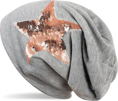 Produktbild von styleBREAKER Beanie Mütze mit Wendepailletten Stern Applikation, Slouch Longbeanie, Damen 04024141