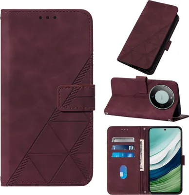 Obrázek produktu pro Flipové kožené pouzdro pro Huawei Mate 60 peněženkový design pouzdro s embosováním, držákem karet a stojánkem červené