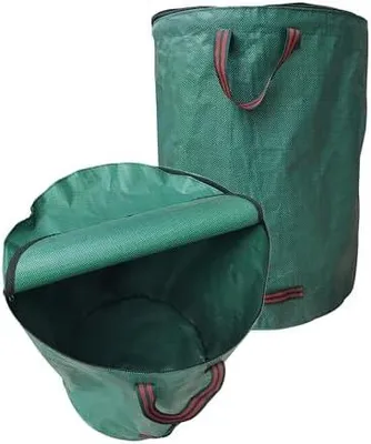 Produktbild von Gartenabfallsack 120Lx2 mit Deckel,Gartensack Laubsack, Gartensäcke Grünabfall Wasserdicht Faltbar Wiederverwendbar, Behälter für Gartenabfälle,Grassack mit Griffe für Gras Laub Hecke Gartenabfall