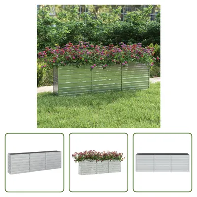 Image de The Living Store Plateau de jardin 240x40x77 cm Acier galvanisé argenté