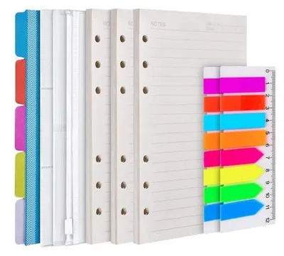 Zdjęcie produktu dla Papier w linie w formacie A6, w 6-ringowym segregatorze, wraz z akcesoriami