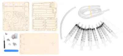 Image de Jouet de construction robotisé, kit d'outils mécaniques hydrauliques en bois pour l'apprentissage du bricolage