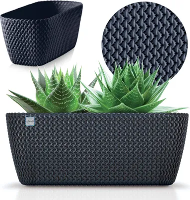Zdjęcie produktu dla Doniczka Ogrodowa Skrzynka 39,7 Cm Donica Dekoracyjna Do Domu Antracytowa