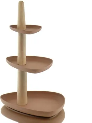 Produktbild von Kaemingk Etagere Triangle Terrabraun 3 Ebenen Höhe 47 cm Bambusfasern & Holz