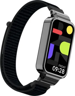 Produktbild von Strap-it Nylonband mit Klettverschluss - passend für Xiaomi Smart Band 9 Active (Schwarz)