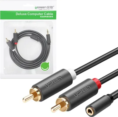 Zdjęcie produktu dla Ugreen 10561, 3.5mm, Żeńska, 2 x RCA, Męska, 0,2 m, Czarny