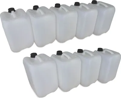 Produktbild von 9 x 10 Liter 10 L Trinkwasserkanister Kunststoffkanister Kanister dicht natur DIN45 (9x10 knn45)