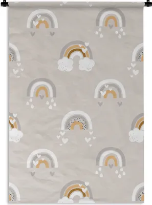 Produktbild von MuchoWow® Wandteppich Wandbehang Muster - Regenbogen - Herzen 120x180 cm Tapisserie Dekoration Wandtuch - Schlafzimmer - Dekorationen für das Haus