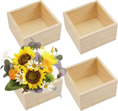 Imagen del producto de Caja de madera blanca - Juego de 4 - Caja de almacenamiento de 10x10x6 cm - Sin tratar - Para manualidades