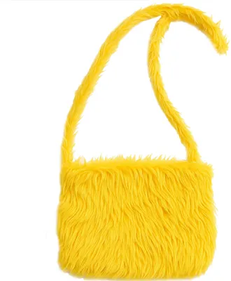 Hippie-Plüsch Tasche Gelb  20 x 20 cm für Erwachsene mit Trägern von Vorne