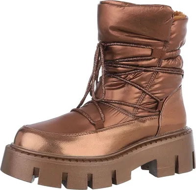 Produktbild von Ital-Design Damen Stiefeletten Plateaustiefeletten Schnürstiefeletten Warm gefüttert Synthetikoptik Snowboots 88489466 Bronze Gr.  39