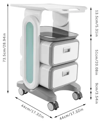 Image de Chariot médical blanc - 2 tiroirs et 2 plateaux - Capacité de charge de 60 kg