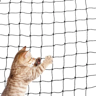 Produktbild von Katzennetz Balkonnetz Katzenschutznetz - 3 x 6 m - Schwarz - Stahldrahtverstärkt