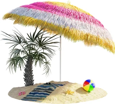 Image de KINGSLEEVE® Parasol inclinable Hawaii 192 cm multicolore Parasol de plage Ø 160 cm réglable Jardin terrasse extérieur