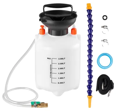 Immagine prodotto di Pompa per olio cambio VEVOR, 3 L, riempitore d'olio, pompa manuale per il trasferimento dell'olio cambio con tubo flessibile e serbatoio in HDPE, attrezzo per pompa con nastro in PTFE, sistema di riempimento olio per auto, dispositivo di riempimento per liquido cambio manuale