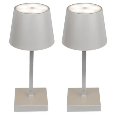 Produktbild von 2er Set Tischleuchte mit Touchfunktion Warmweiß USB Nachttischlampe Grau Aufladbar Helligkeit regulierbar Schreibtischlampe Dimmbar