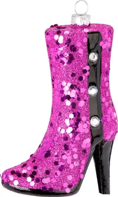 Produktbild von Christbaumschmuck Glas Damen Stiefelette 12cm pink
