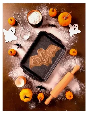 Produktbild von Aluminium Backform Fledermaus (32x19 cm) - Kuchenform für Halloween Leckereien - Farbe Silber