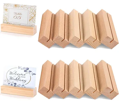 Produktbild von 40 Stück Kartenhalter Holz, Tischkartenhalter für Hochzeit, Geburtstag, Party, Buchenholz, 10 cm