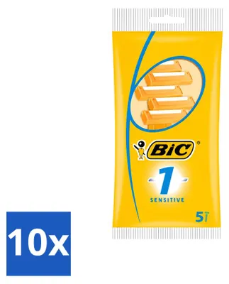 Image de 10 rasoirs jetables Bic 1 Sensitive pour hommes - Pack économique - 10 pièces