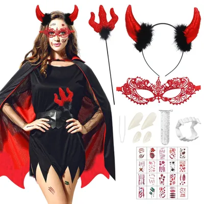 Produktbild von Damenkostüm mit Vampirumhang für Halloween und Karneval