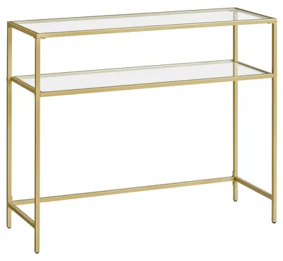 Productafbeelding van Omgoods - Moderne Console Tafel met Gehard Glas en Gouden Accenten