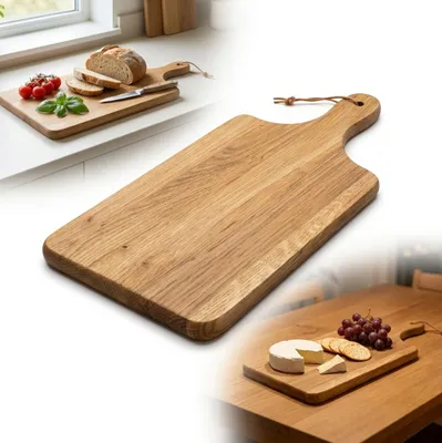 Immagine prodotto di TAGLIERE IN ROVERE con manico e laccio 43x19,5x2 cm TRADIZIONALE