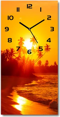 Produktbild von Wanduhr aus Glas – 30x60 cm - Glasbild - Glasuhr - Gehärtetes Glas -Tropischer Strand