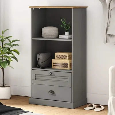 Produktbild von Möbel Bücherregal VIGO Grau 60x35x114,5 cm Massivholz Kiefer - Bücherregale 353186