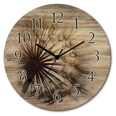 Produktbild von ARTland Holz Wanduhr Funkuhr - schwarzer Zeiger Große Pusteblume Größe: 30x30 cm