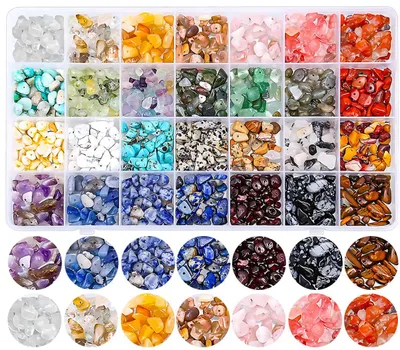 Produktbild von Natursteinperlen – 28 Farben – 1400 Stück – Edelsteinperlen-Set – Armband- und Ohrringherstellung für Mädchen – Schmuckherstellung für Mädchen