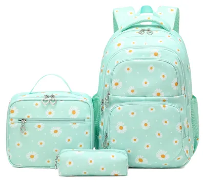 Produktbild von Schulrucksack-Set - Wasserdichter Rucksack - Isolierte Lunchbox - Federmäppchen - Leichtes Nylon - 30x16x43 cm