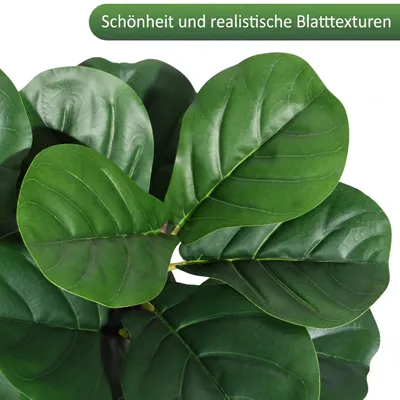 Produktbild von Künstlicher Geigenfeigenbaum - Ficus lyrata - 210 cm hoch - UV-beständig - PE - Realistisch - Weißer Topf - Pflegeleicht