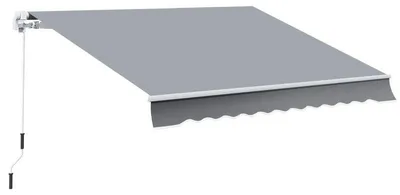 Immagine prodotto di Schermo per braccio di lunghezza 3,95 x 2,45 m, tenda da sole grigia e bianca, azionamento manuale, resistente alle intemperie, realizzata in poliestere
