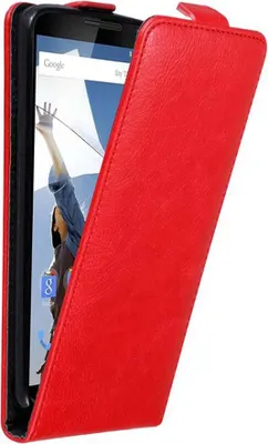 Produktbild von Cadorabo Hülle für Motorola Google NEXUS 6 Schutz Hülle in Rot Flip Etui Handyhülle Case Cover