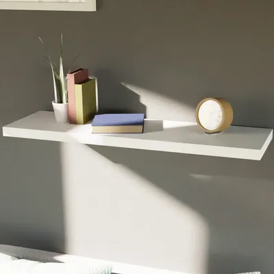 Image de Tablette murale Étagère murale blanche 100cm MDF PVC L100xH3,8xP23,5 cm
