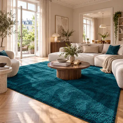Produktbild von Hochflor Shaggy Teppich Palace Petrol in 24 Größen, Größe:160x200 cm