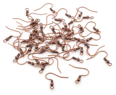 Produktbild von Vintageparts Ohrhaken antik Kupfer Fischerhaken mit Zwischenperle, 50 Stück