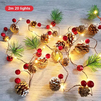 Produktbild von Weihnachtsdekoration Weihnachtslichtleiste mit 20 LED-Tannenzapfen Lichterketten Weihnachten Deko mit Lichterkranz Weihnachtskranz Weihnachts Tannenzapfen Lichterkette 2M