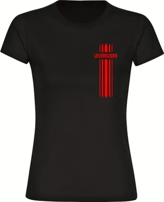 Produktbild von multifanshop Damen T-Shirt - Leverkusen - Streifen, schwarz, Größe M