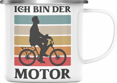 Produktbild von Trendation - Fahrradfahrer Geschenk Emaille Tasse mit Spruch Rennrad Mountainbike Geschenkidee Radfahrer Lustig (Silber)