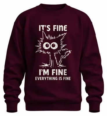 Zdjęcie produktu dla Wszystko jest w porządku lustige Katze sarkastisch Uni  Bluza Pullover, bordowy, L
