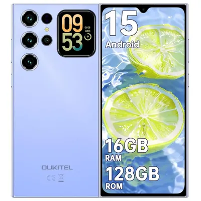 Image de OUKITEL C62 Smartphone Android 15, Téléphone Portable 16 Go RAM (4+12) + 128 Go, Écrans 6,88" et 1,81", Batterie 5150 mAh, GPS/OTG, Bleu