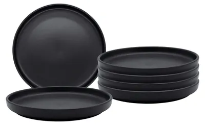 Obrázok produktu pre 1.06 Elegantné taniere s okrajom - sada 6 ks / cca Ø 21 cm - malé taniere v čiernej matnej farbe (6/21cm/okraj)