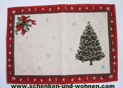 Produktbild von Platzdeckchen "Tannenbaum" Beige/Rot, Gobelin 30 x 43 cm